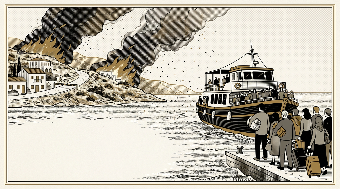 Hundreds evacuated by boat to escape Greek wildfire
